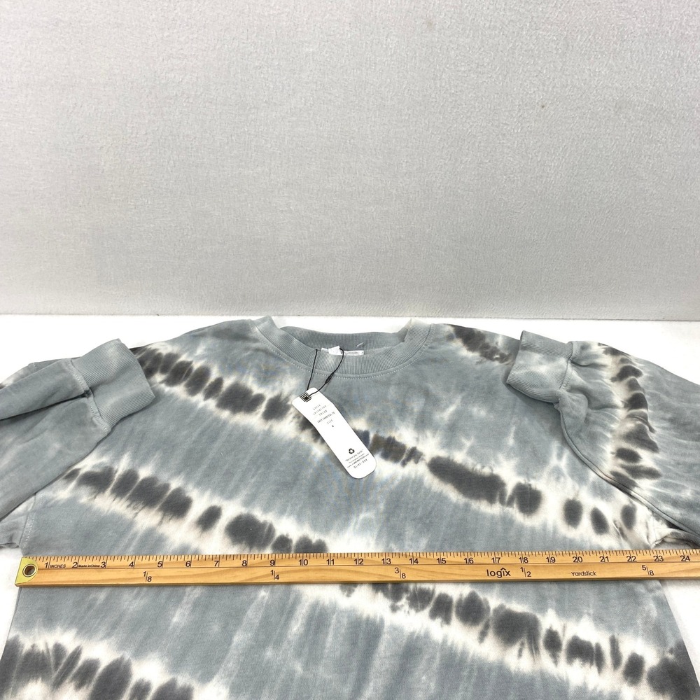 Olive‎ + Oak Tie Dye Cropped Sweatshirt Womens Medium Gray Long Sleeve Oversized - Picture 6 of 10